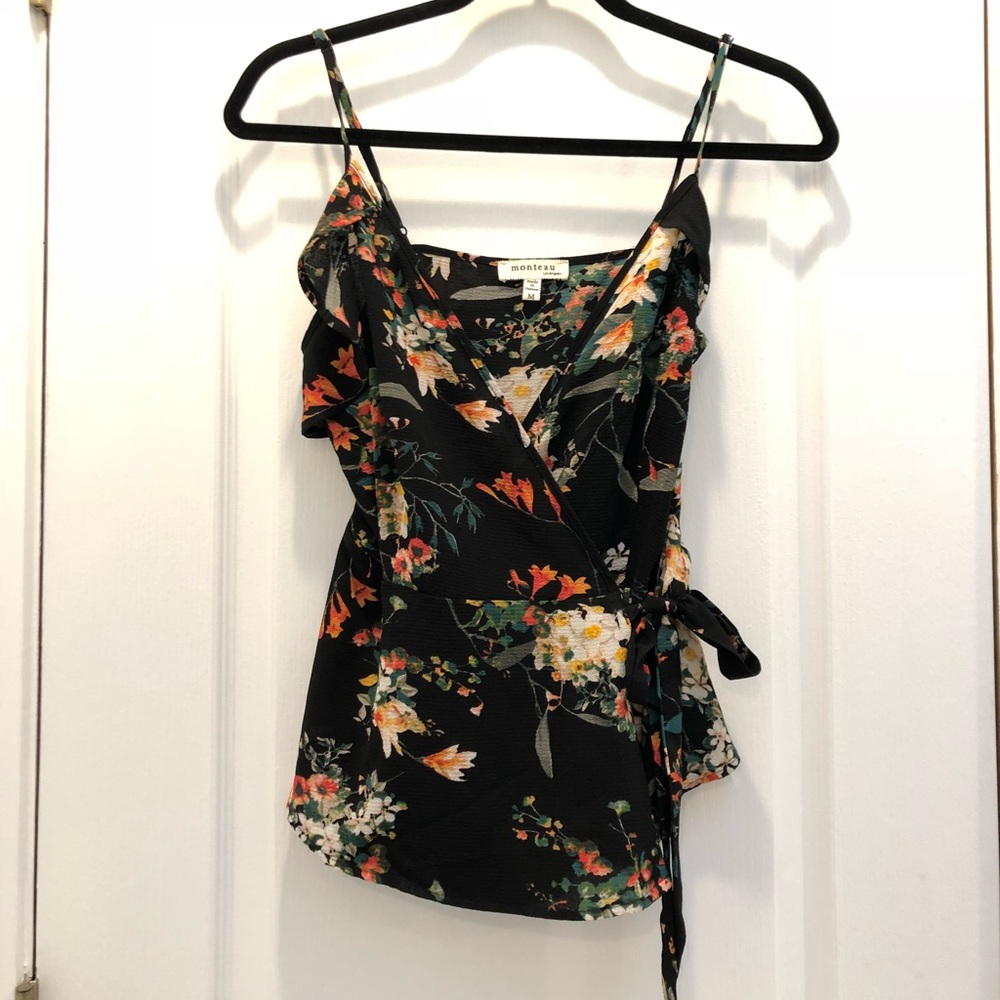 Floral wrap tank top